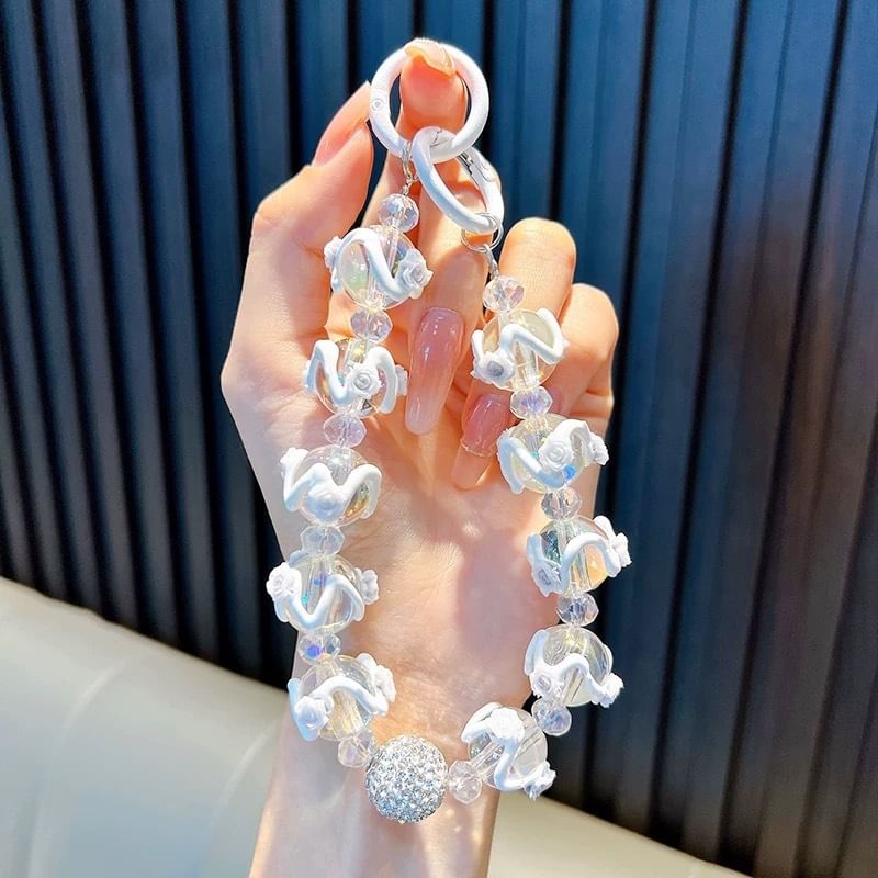 Bead Phone Rose Strap