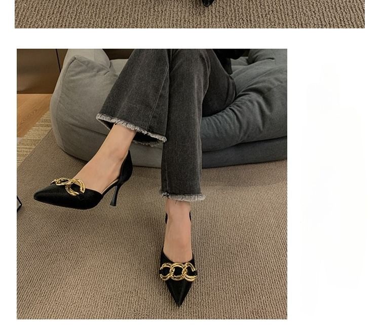 Sample Stiletto Pointed Toe Chained D'Orsay Pumps