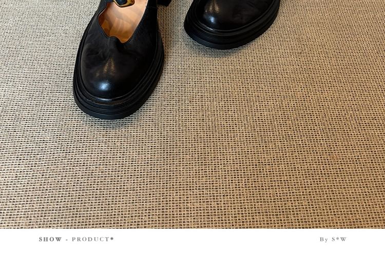 Sample Chunky Heel Plain Buckled Faux Leather Mary Jane Shoes