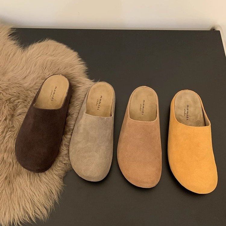 Plain Faux Mules Suede