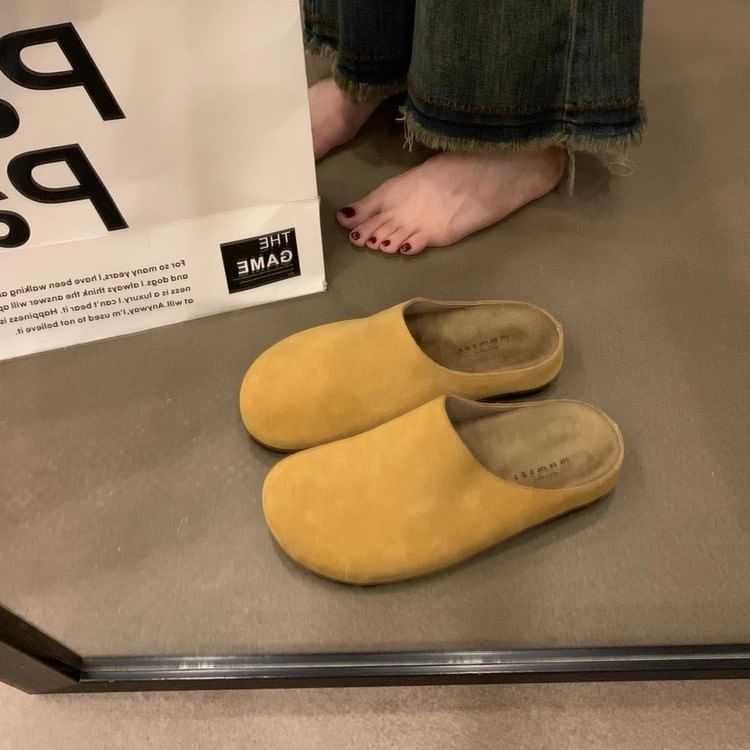 Plain Faux Mules Suede