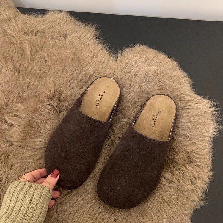 Plain Faux Mules Suede