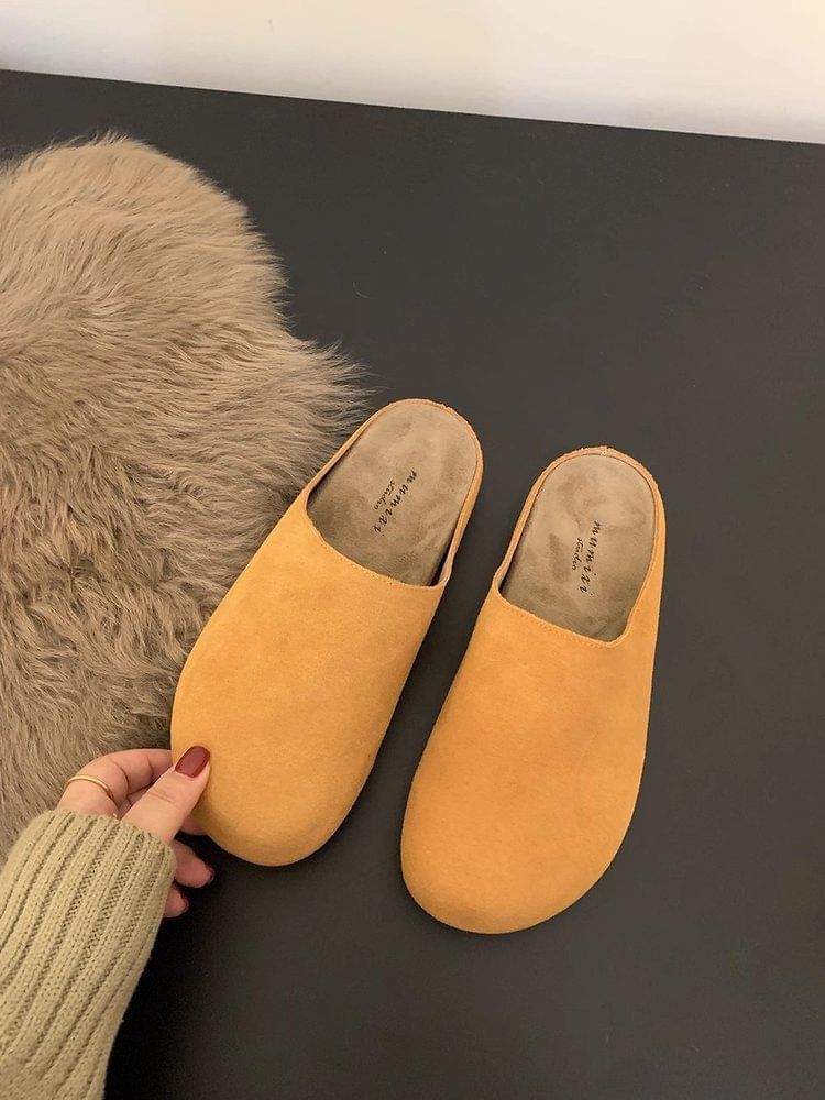 Plain Faux Mules Suede