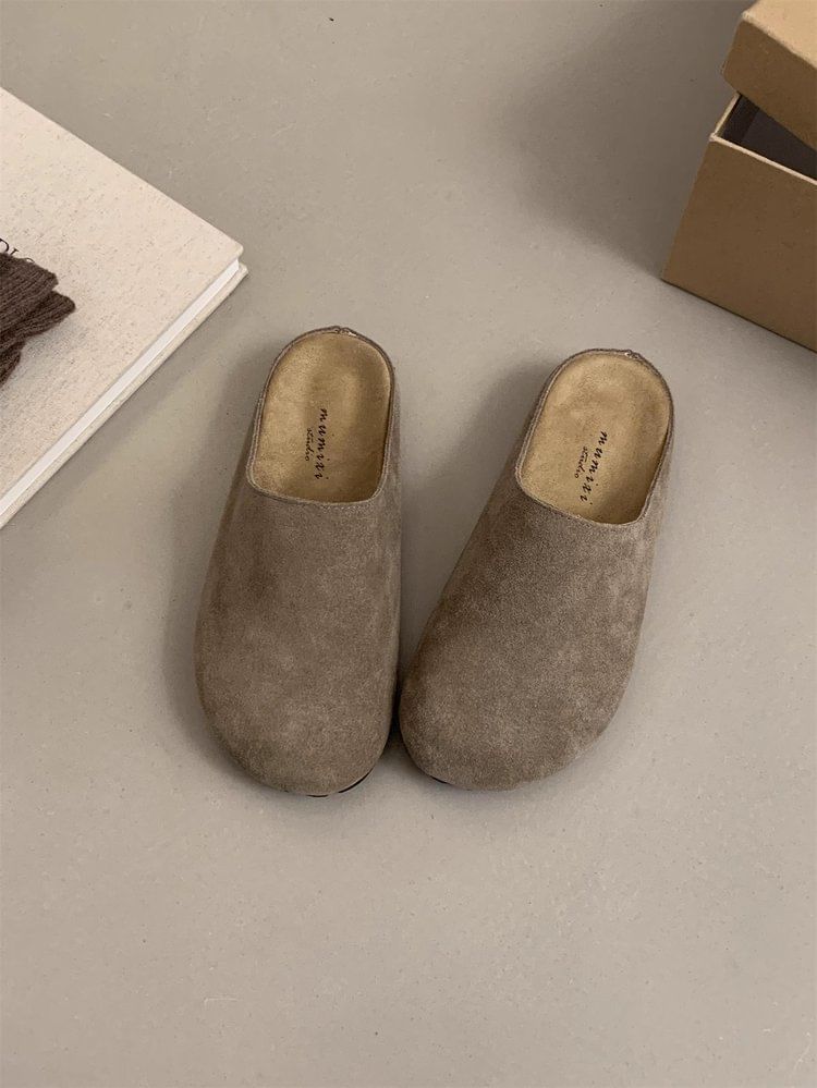 Plain Faux Mules Suede