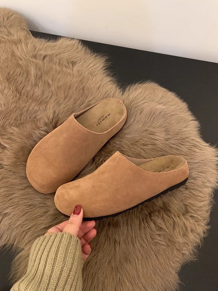 Plain Faux Mules Suede