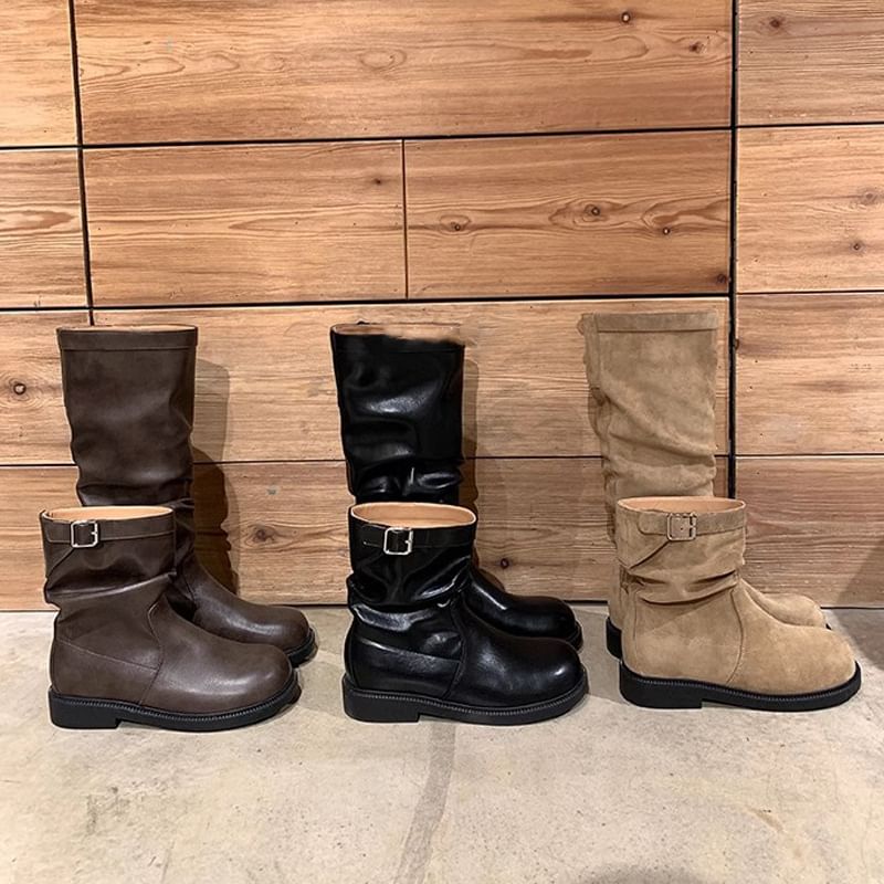 Mid Plain / Tall Calf Buckled Boots