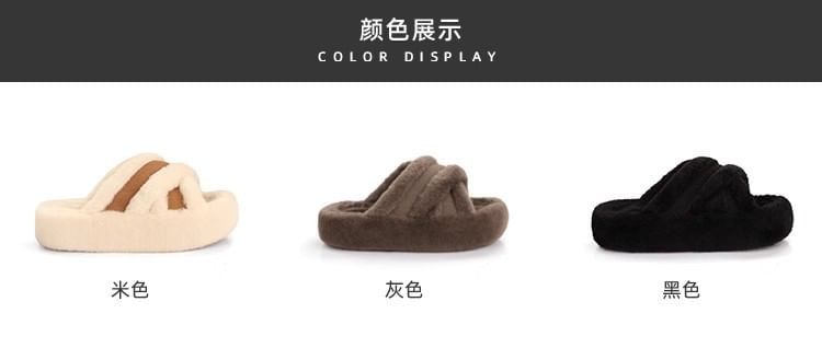 Sandals Plain Band Slide Fleece Cross