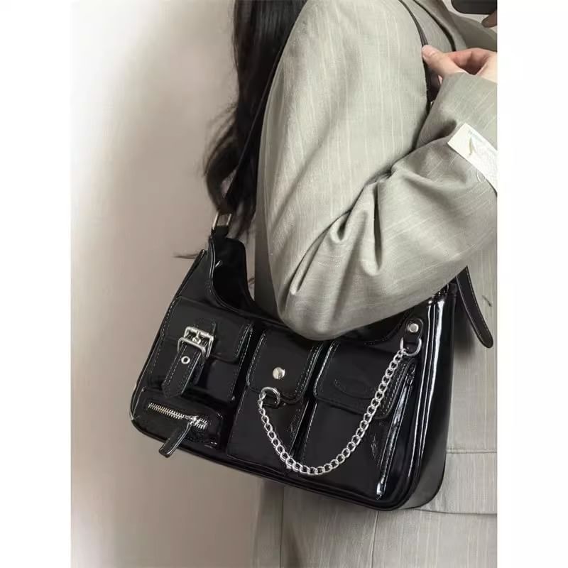 Chained Shoulder Faux Fur Bag