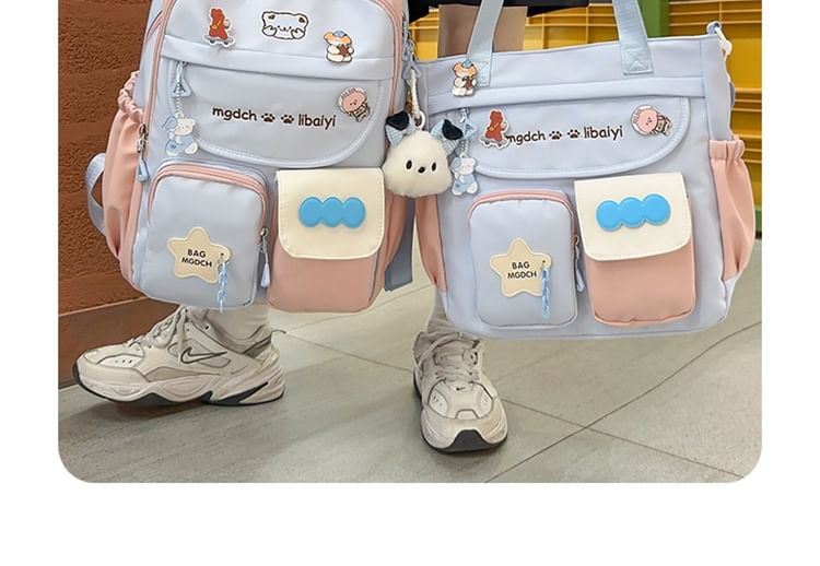 Sample Cartoon Embroidered Nylon Backpack / Tote Bag