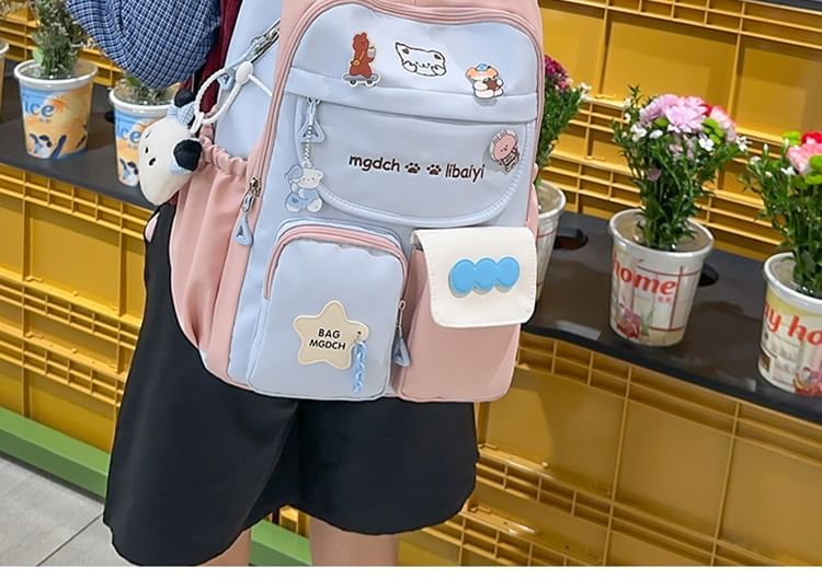 Sample Cartoon Embroidered Nylon Backpack / Tote Bag