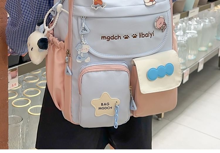 Sample Cartoon Embroidered Nylon Backpack / Tote Bag
