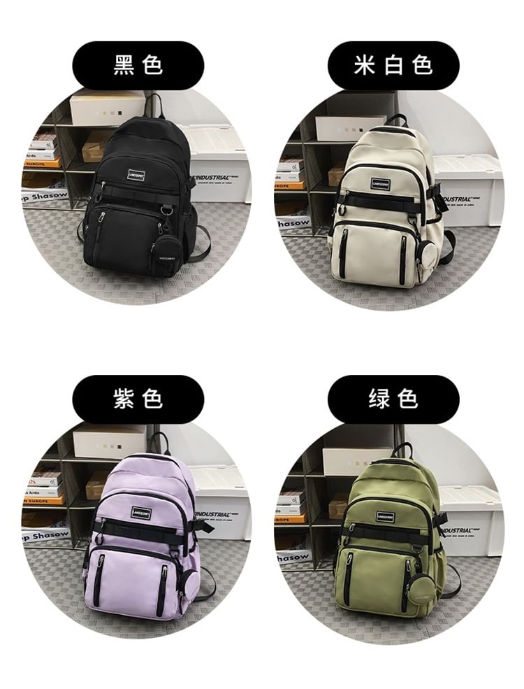 Wholesale Sample Set: Lettering Applique Nylon Backpack + Coin Purse