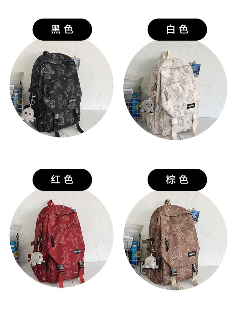 Wholesale Sample Bear Print Buckled Nylon Backpack