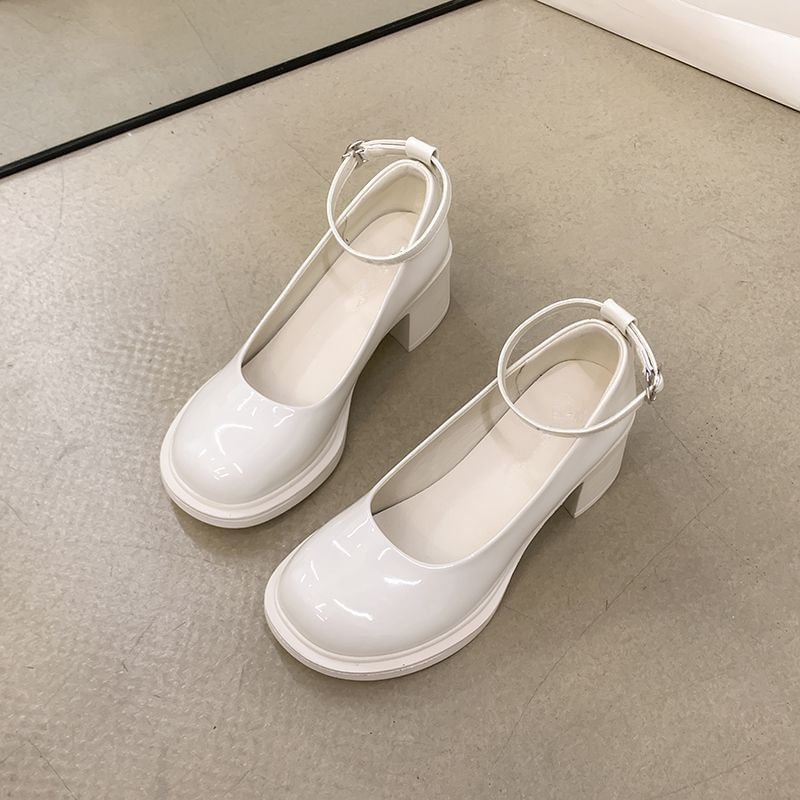 Pumps Chunky Ankle Strap Heel Jane Mary