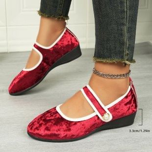 Contrast Trim Jane Shoes Wedge Mary