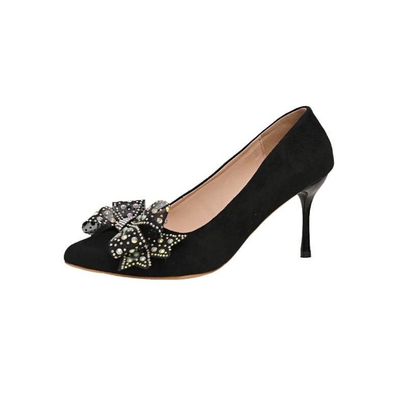 Pointed Stiletto Bow Pumps