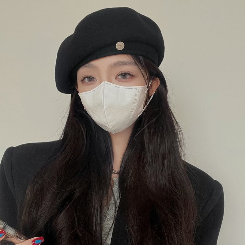 Hat Wool Beret Disc Metal
