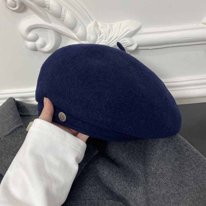 Hat Wool Beret Disc Metal