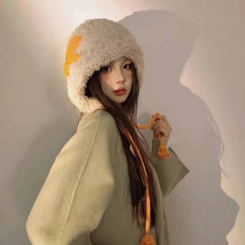Hat Bow Applique Chenille Trapper