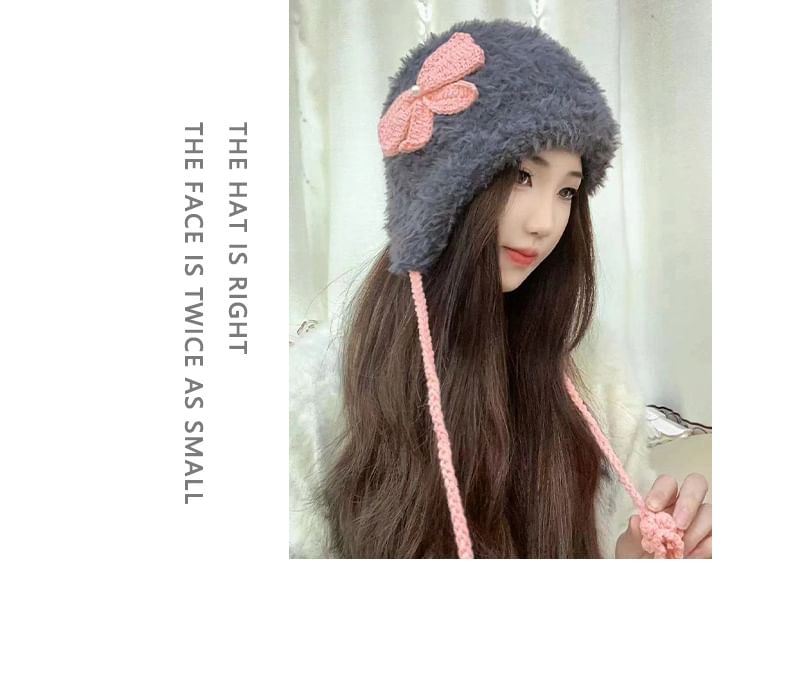 Hat Bow Applique Chenille Trapper