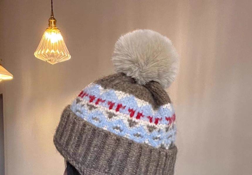 Hat Knit Pom Trapper