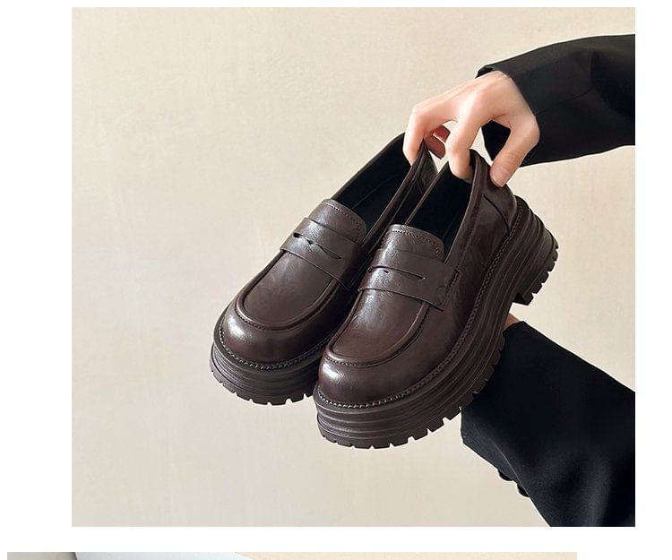 Faux Leather Loafers Platform