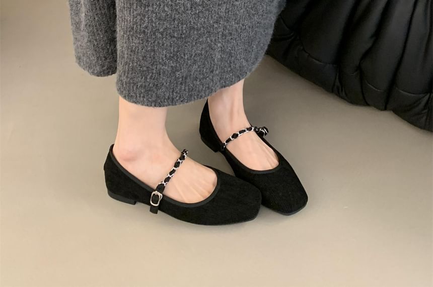 SampleSquare Toe Chained Mary Jane Shoes