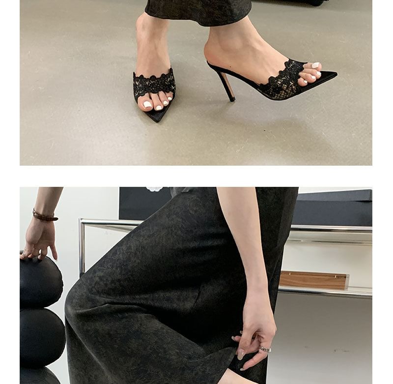 SampleStiletto Heel Pointy Slide Sandals