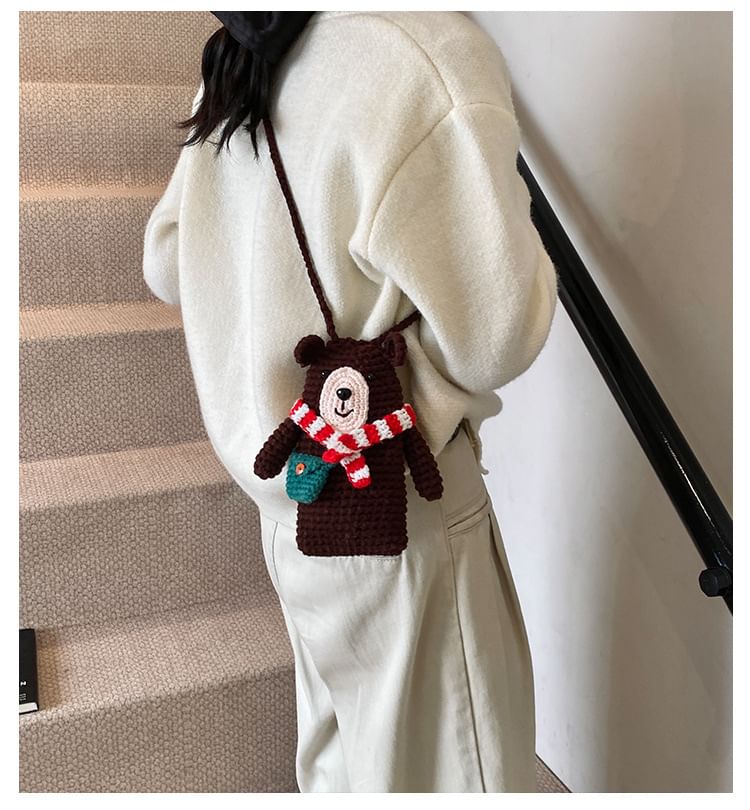 Sample Bear Knit Mobile Phone Crossbody Bag