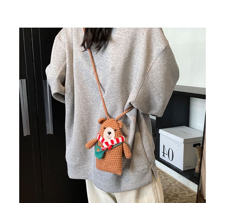 Sample Bear Knit Mobile Phone Crossbody Bag
