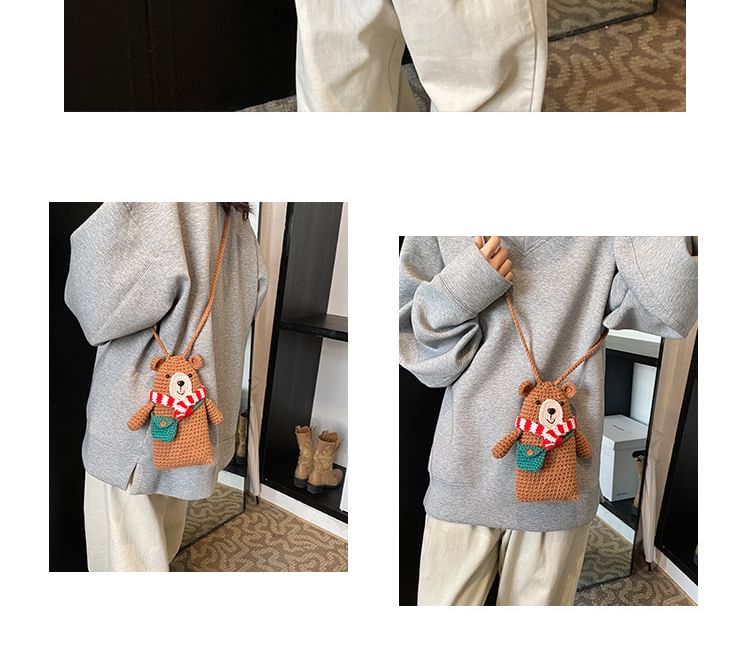 Sample Bear Knit Mobile Phone Crossbody Bag