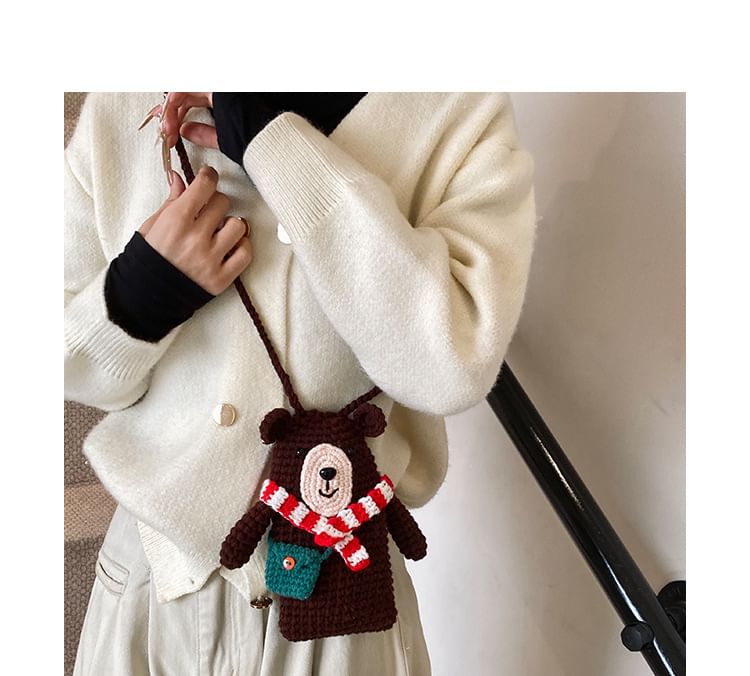 Sample Bear Knit Mobile Phone Crossbody Bag