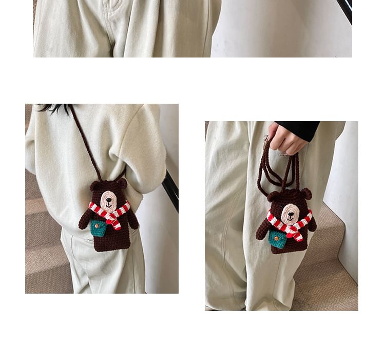 Sample Bear Knit Mobile Phone Crossbody Bag