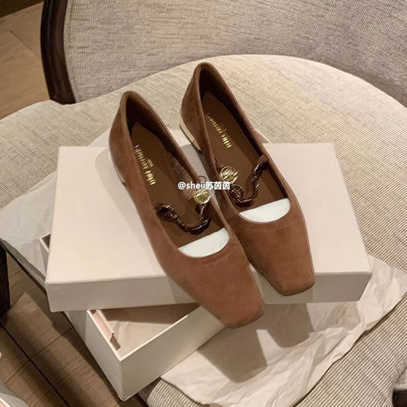 Pumps Low Plain Accent Heel Metal Mary Jane