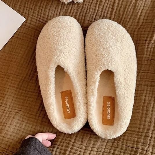 Mules Platform Plain Fleece