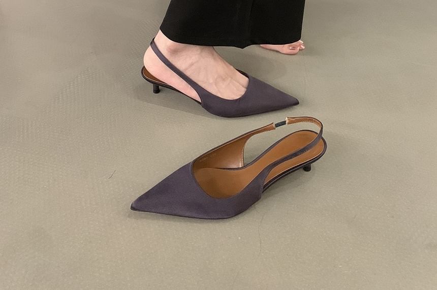 SamplePointed Toe Satin Kitten Heel Pumps