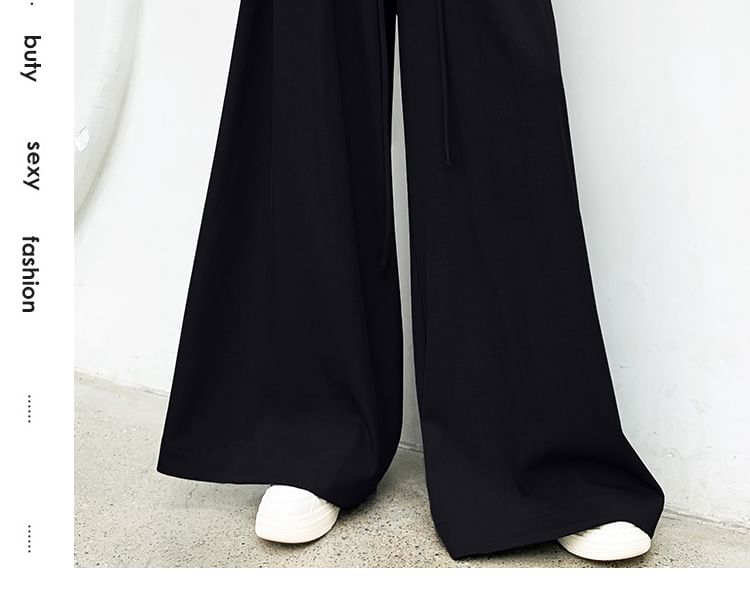 High Designs Wide Leg Various Plain Pants Rise