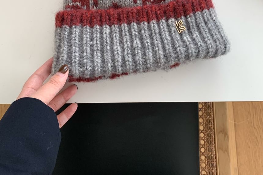 Patterned Pom Beanie