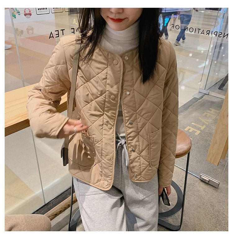 Jacket Quilted Button-Up V-Neck