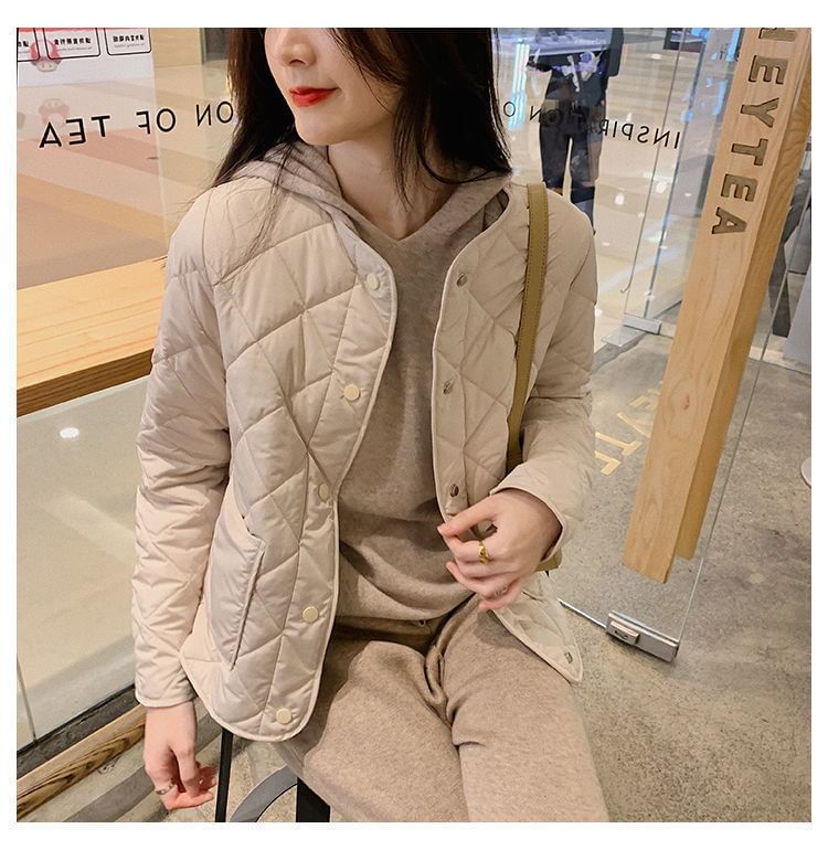 Jacket Quilted Button-Up V-Neck