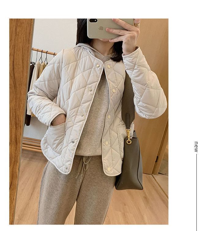 Jacket Quilted Button-Up V-Neck