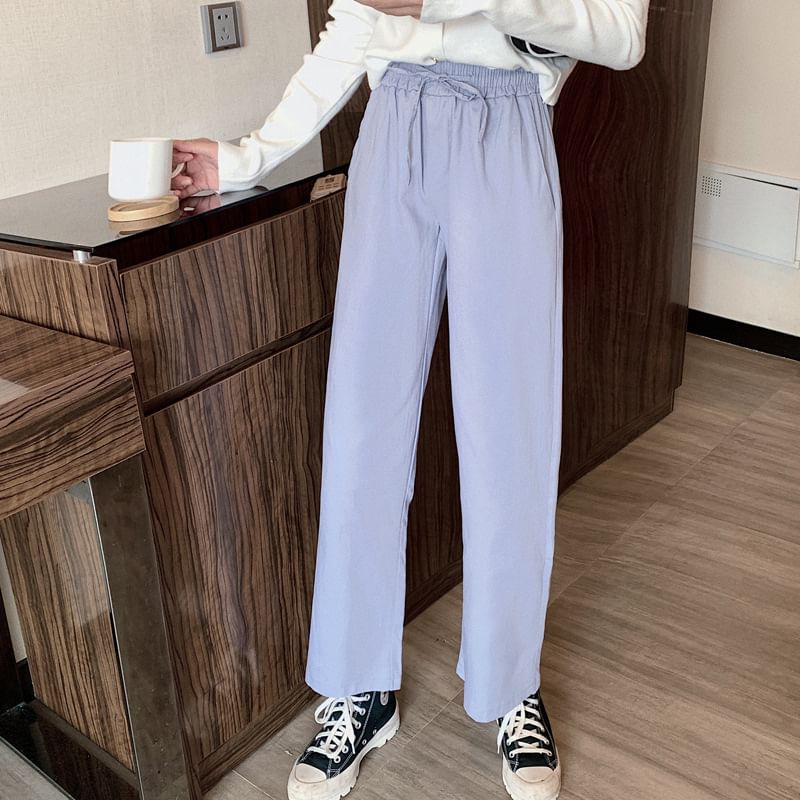 Rise Plain Leg Pants Wide Cargo High