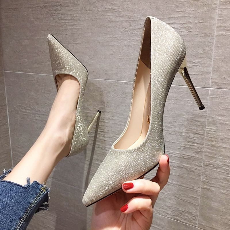 Pumps Stiletto Heel Pointy Glitter