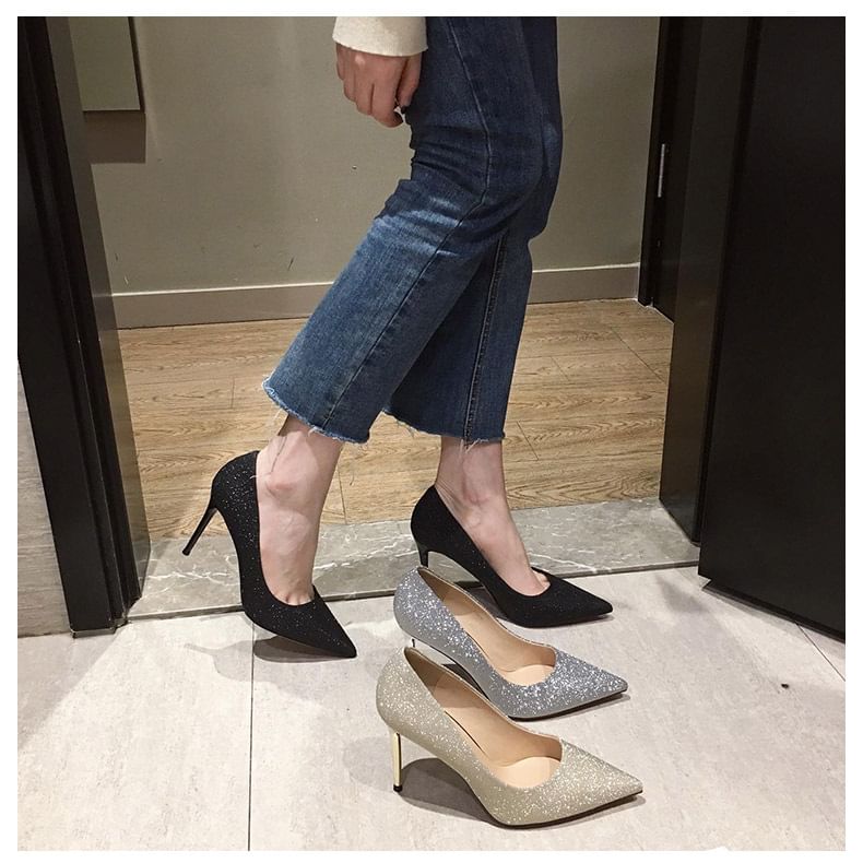 Pumps Stiletto Heel Pointy Glitter