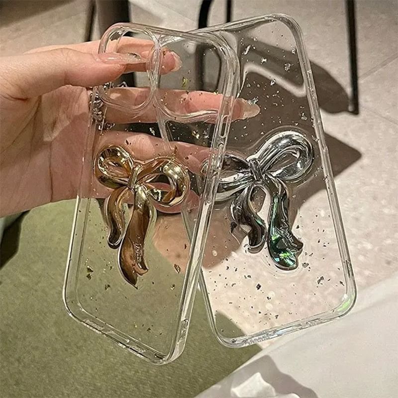 Phone Leaf Bow Gold Case