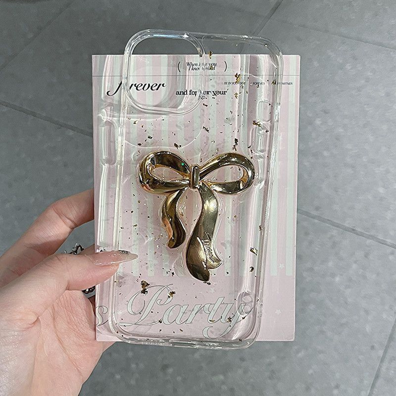 Phone Leaf Bow Gold Case