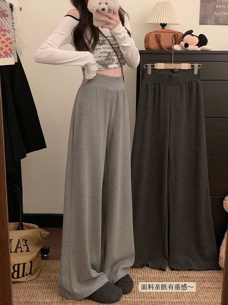 Wholesale Sample High Rise Plain Wide Leg Pants