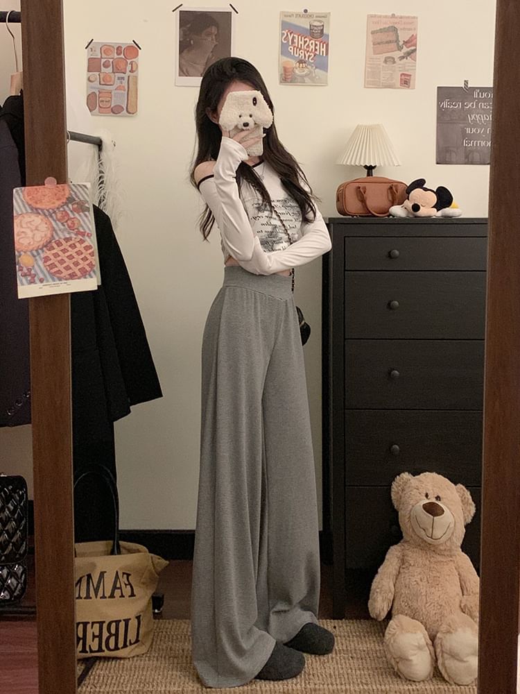 Wholesale Sample High Rise Plain Wide Leg Pants