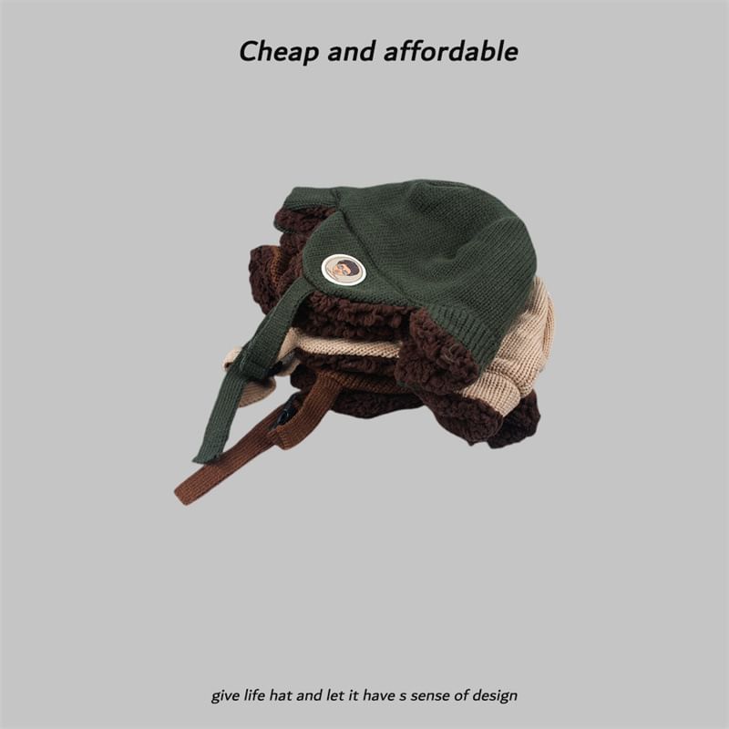 Hat Embroidered Knit Trapper Cartoon