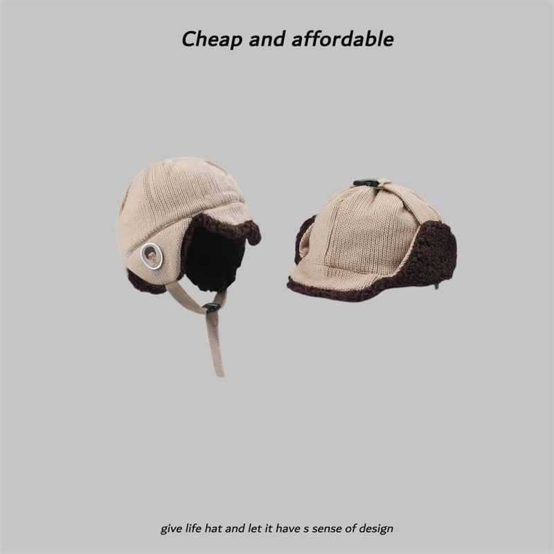 Hat Embroidered Knit Trapper Cartoon